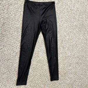 Cest Moi size large Womens Faux Leather Croc Shine High Waisted Leggings Black